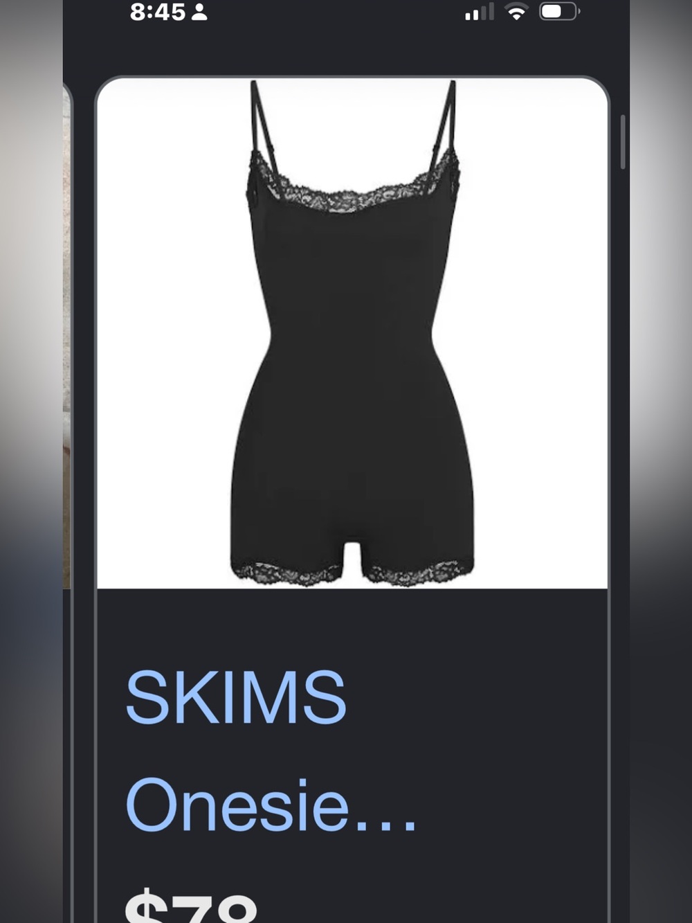 SKIMS Black Lace-Trim Onesie Romper